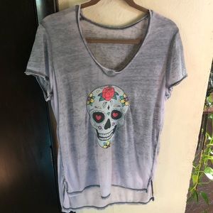Grayson Threads Sugar Skull Burnout Tshirt. Dios des Muertos Skull. Size Large